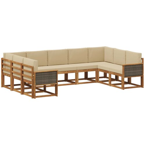 vidaXL Zunanja garnitura za sedenje z blazino 9 pcs Naravna in bež, (5000282309) Cene