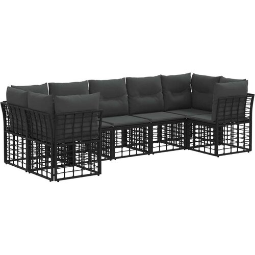  Set vanjskih sofa s jastukom 7 pcs Crna i tamno siva Poliester - Crna i tamno siva Cijene