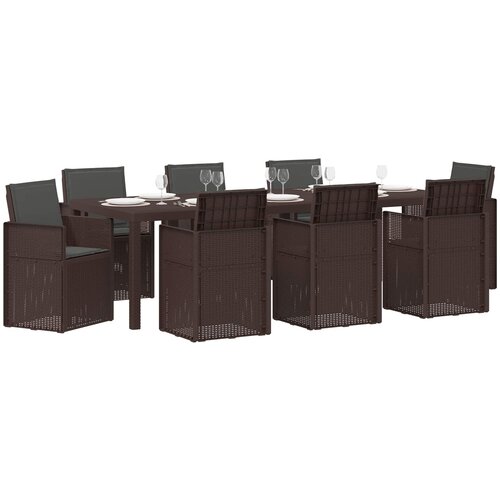  Vrtni set za objed s jastukom 9 pcs Smeđa i antracit PP Slike