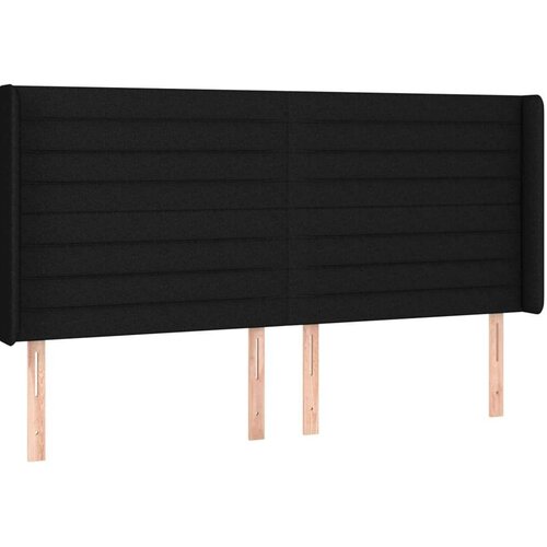  Uzglavlje crno 183 x 16 x 118/128 cm od tkanine Slike