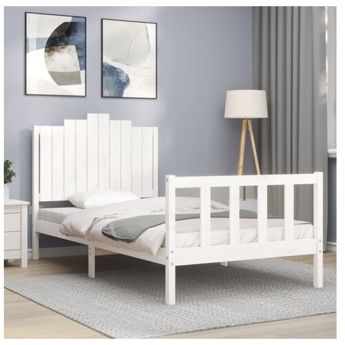 VidaXL Okvir za krevet s uzglavljem crni 100x200 cm od masivnog drva Slike
