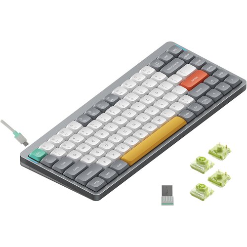 Nuphy Air75 V2 Brezžična Mehanska Tipkovnica, Bluetooth / 2.4 GHz, Slim, US Layout, Lunar Gray Switch Aloe, (21755791) Slike