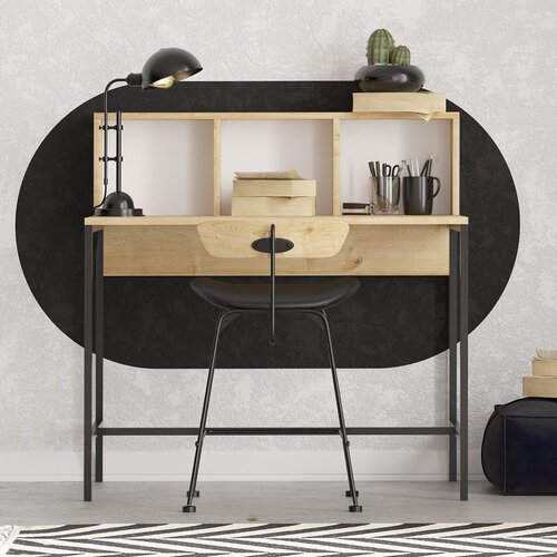 Hanah home dustin - sapphire oak, black sapphire oakblack study desk Slike