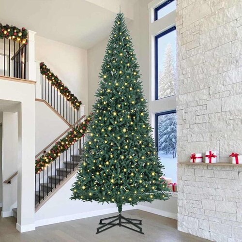 vidaXL Umetna predhodno osvetljena božična jelka Zelena 500 cm PVC Cene