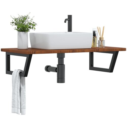 vidaXL Zidna polica za umivaonik od čelika i masivne hrastovine Cijene