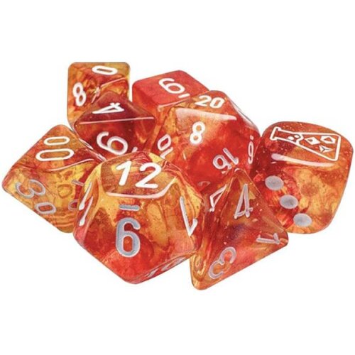 Chessex kockice - nebula - polyhedral - luminary - molten & white (7) Cene