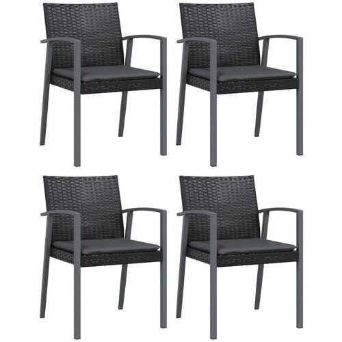 Maison Chic Vrtni stoli - Stol za vrt z blazinami 4 kosi črni 56,5x57x83 cm poli ratan JS2233, (21876872) Cene