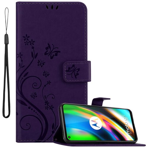 Cadorabo Motorola MOTO G9 PLUS in klasična temno modra - ovitek v cvetličnem dizajnu z magnetnim zapiranjem, stoječo funkcijo in režami za kartice, (20860119) Cene
