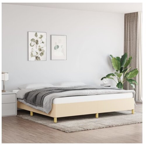  Posteljni okvir krem 200x200 cm blago Cene