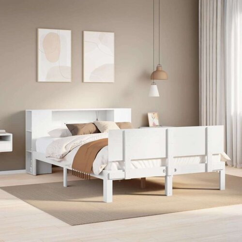 vidaXL Krevet s regalom z knjige bez madraca bijeli 140x200cm borovina Cijene