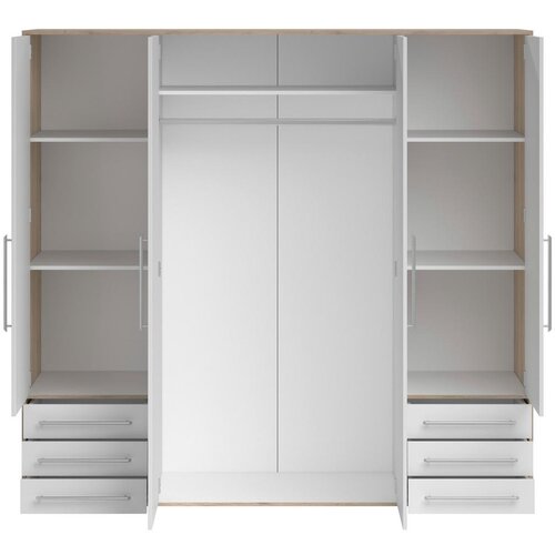 Modern Living omara s klasičnimi vrati lyss, bela, hrast, 206 cm Slike