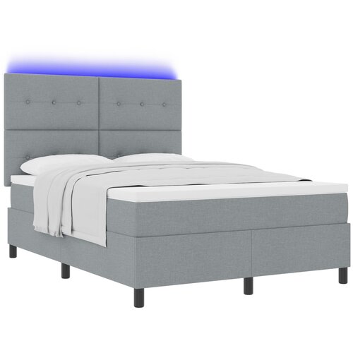 vidaXL box spring krevet sa madracem & LED svjetlom svijetlo siva 160x200 cm tkanina Cene