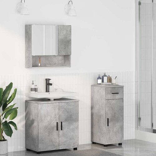 VidaXL Set namje&amp;scaron;taja za kupaonicu 3 pcs Beton siva 61 x 35 x 64 cm Slike