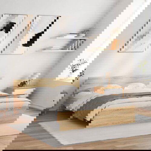 VidaXL Okvir kreveta s uzglavljem boja hrasta 140x200 cm Slike