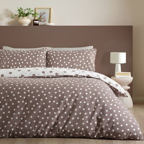 Catherine Lansfield Bijela/tamno smeđa posteljina za krevet za jednu osobu 135x200 cm Polka Dot &amp;ndash; Slike