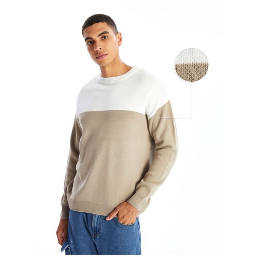 LC Waikiki Crew Neck Long Sleeve Color Block Men's Knitwear Sweater Slike