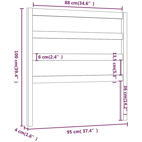  Uzglavlje za krevet boja meda 95 x 4 x 100 cm masivna borovina Slike