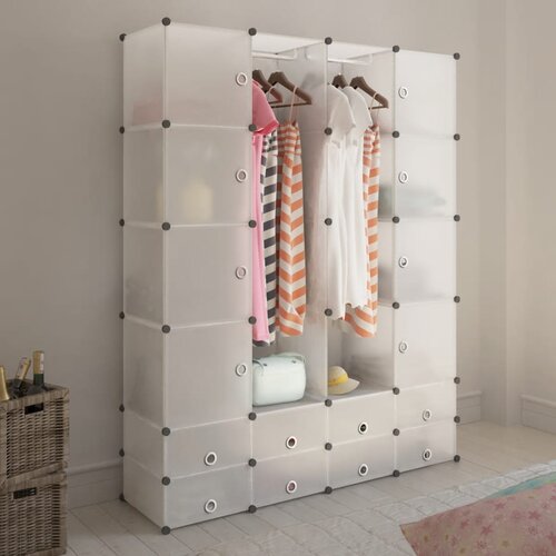 VidaXL Modularni Ormar s 18 Odjeljaka Bijeli 37 x 146 x 180,5 cm Slike