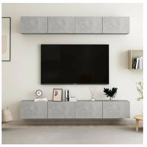  TV omarice 4 kosi betonsko sive 100x30x30 cm iverna plošča