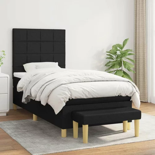 Box spring postelja z vzmetnico črna 90x200 cm blago, (20792195)