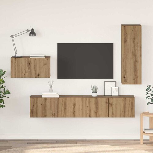 vidaXL Set TV komoda s ladicama s policom Zidne Ostalo s pohranom 4 pcs hrast artisan 30.5 x 30 x 90 cm Cijene