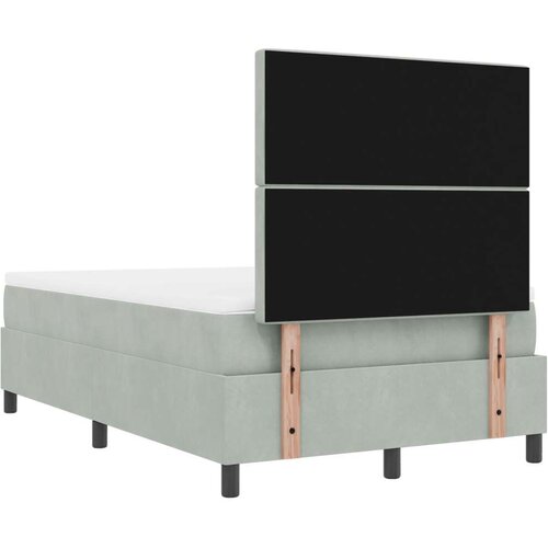 VidaXL Krevet s box springom s madracem i klupom svijetlosiv 120x200 cm bar&amp;scaron;un Slike