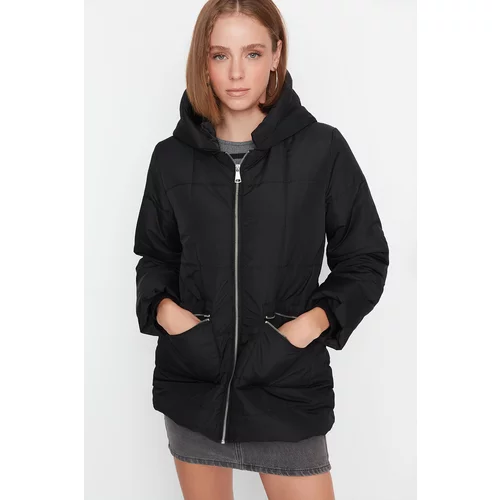 Trendyol Black Oversize Hooded Inflatable Coat