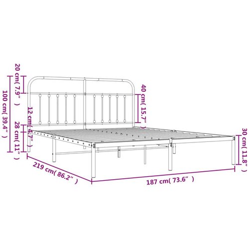 VidaXL Metalni okvir za krevet s uzglavljem crni 183x213 cm Slike