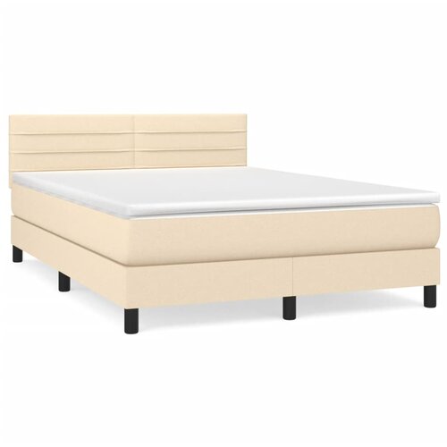  Krevet s oprugama i madracem krem 140 x 190 cm od tkanine Slike