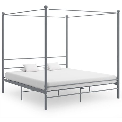  Okvir za krevet s nadstre&amp;scaron;nicom sivi metalni 180 x 200 cm Slike