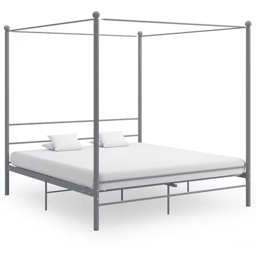  Okvir za krevet s nadstrešnicom sivi metalni 180 x 200 cm