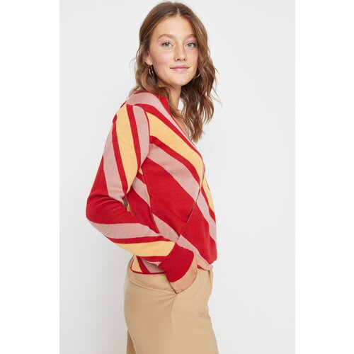 Trendyol Red Color Block Knitwear Sweater Cijene