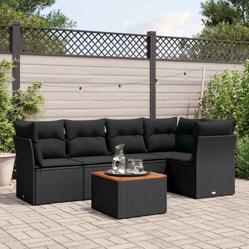  6-dijelni set vrtnih sofa s jastucima crni od poliratana Crna 62 x 62 x 69 cm Cijene