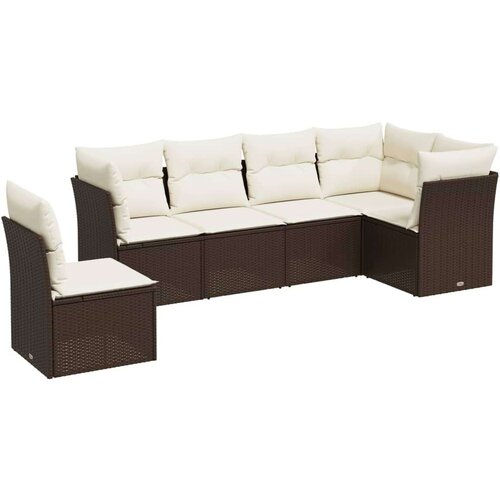 VidaXL 6-dijelni set vrtnih sofa od poliratana s jastucima smeđi Slike