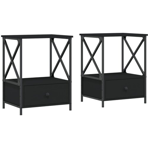 Maison Chic Dvo delni komplet Nočne omarice - Nočne mize črna 50x41x65 cm inženirski les, (21686767) Slike