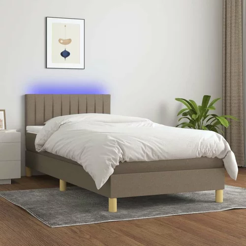  Box spring postelja z vzmetnico LED taupe 80x200 cm blago, (20900503)