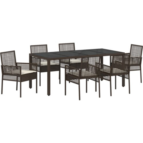  Vrtni set za objed 7 pcs Smeđa 190 x 90 x 75 cm Poliratan Slike