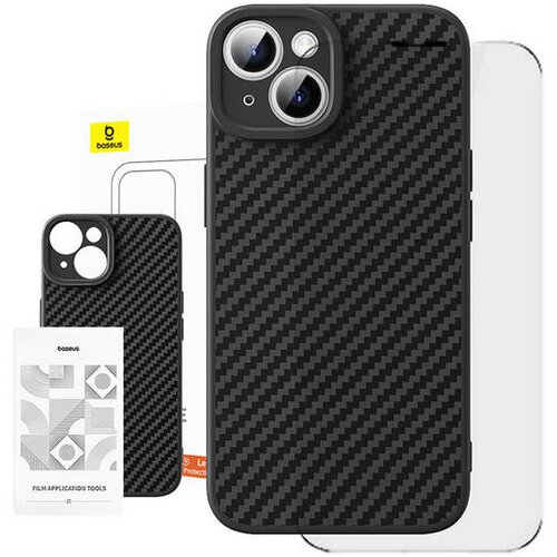 Baseus Ohišje Synthetic Fiber iPhone 15 Plus + kaljeno steklo Cene
