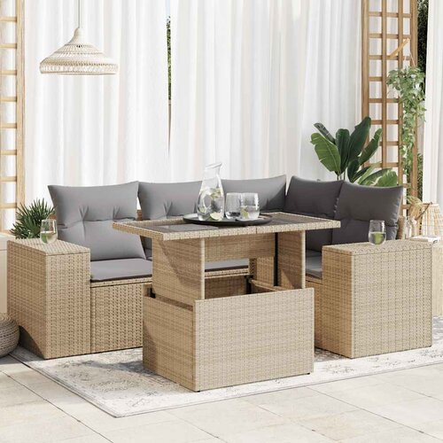 vidaXL 5-dijelni vrtni set sofa s jastucima bež od poliratana Cijene
