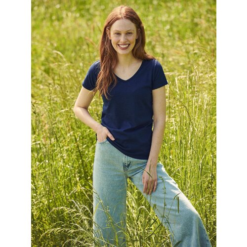Fruit Of The Loom Granatowa koszulka damska Iconic Vneck Cene