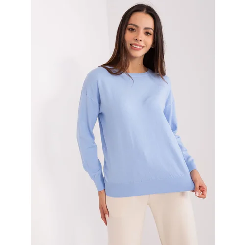 Fashion Hunters Light blue classic sweater with cuffs