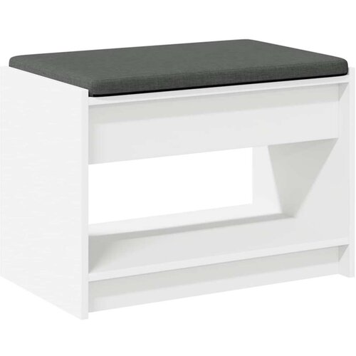  Klupa za hodnik s jastukom s policom Bijeli 63 x 38 x 45 cm - Bijeli 63 cm Slike