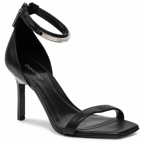 Calvin Klein Sandali Heel Sandal 90 Metal Bar Lth HW0HW01946 Črna