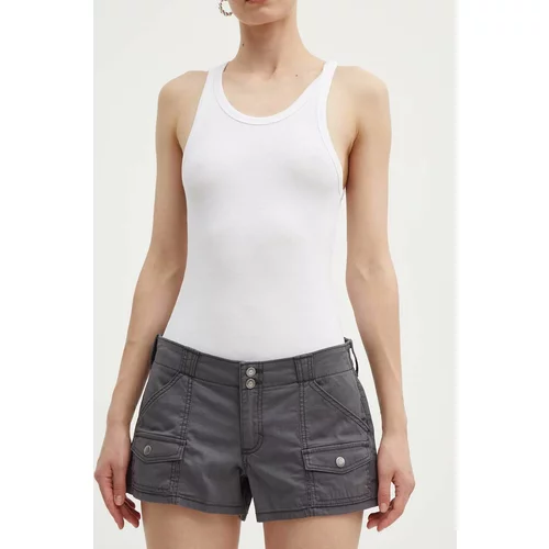 Hollister Co. Kratke hlače za žene, boja: siva, bez uzorka, visoki struk, KI349-4191-131