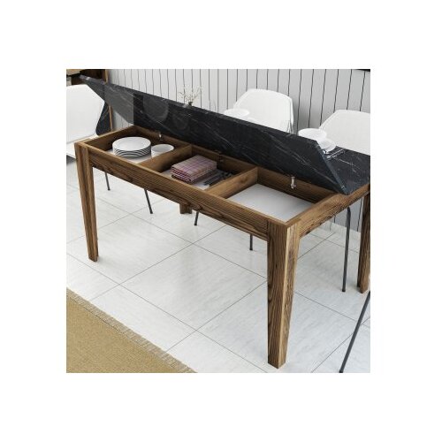Hanah home trpezarijski sto milan 518 walnut black Slike