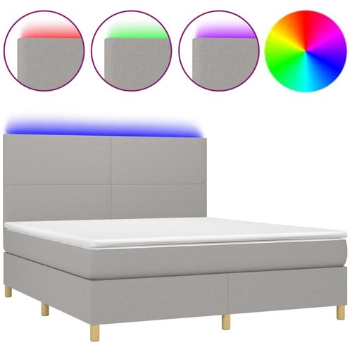 Maison Chic Box spring postelja - Vzmetna postelja z vzmetnico LED sv. siva 160x200 cm blago SL21790, (21901959) Cene