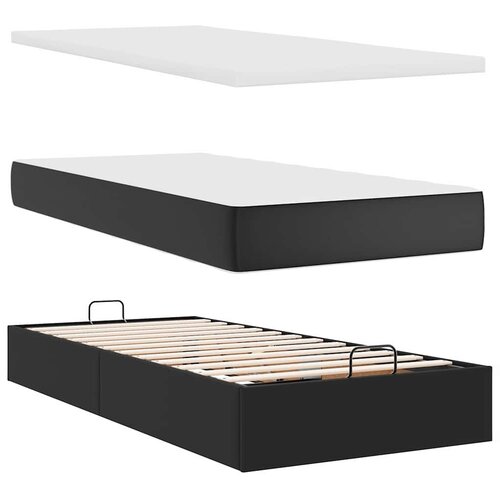  Otomanski krevet s madracima i LED crni 180x200 cm umjetna koža Slike