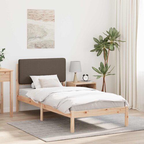 vidaXL Posteljni okvir z oblazinjenim vzglavjem Taupe 90 x 190 cm Cene