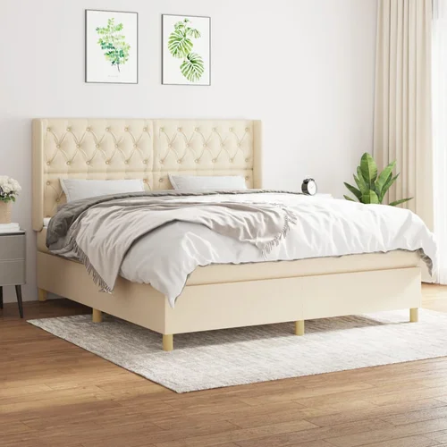 The Living Store Box spring postelja z vzmetnico krem 160x200 cm blago - Box Spring Postelja, (21512397)