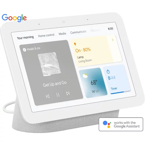 Google Nest Hub 2nd Gen pametni zaslon / zvočnik, 7" zaslon, WiFi, Bluetooth 5.0, Assistant + Home, glasovni pomočnik, glasovno upravljanje, 3x mikrofon, bel (Chalk), (21126175)